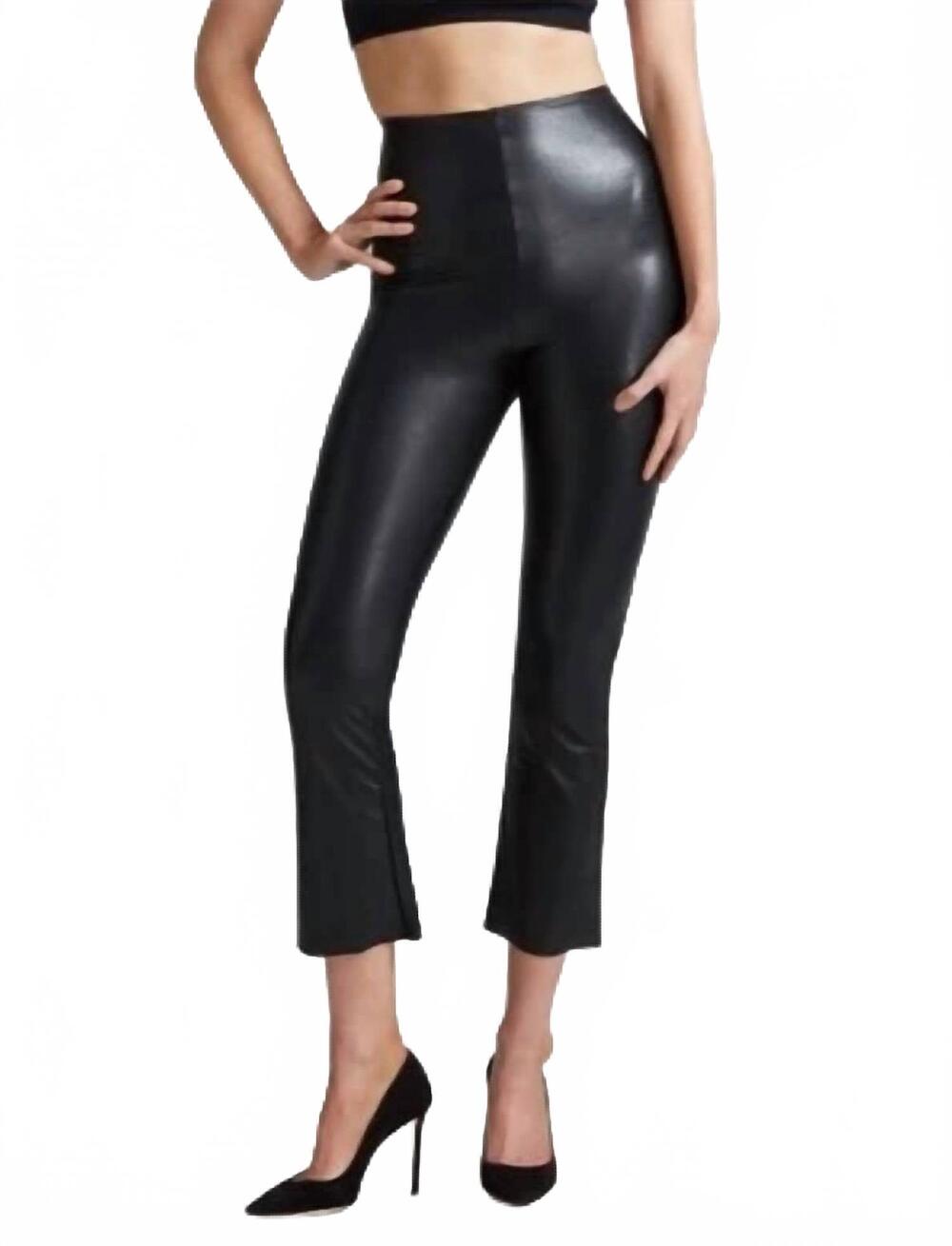 NEW COMMANDO women's faux leather cropped flare pants in espresso